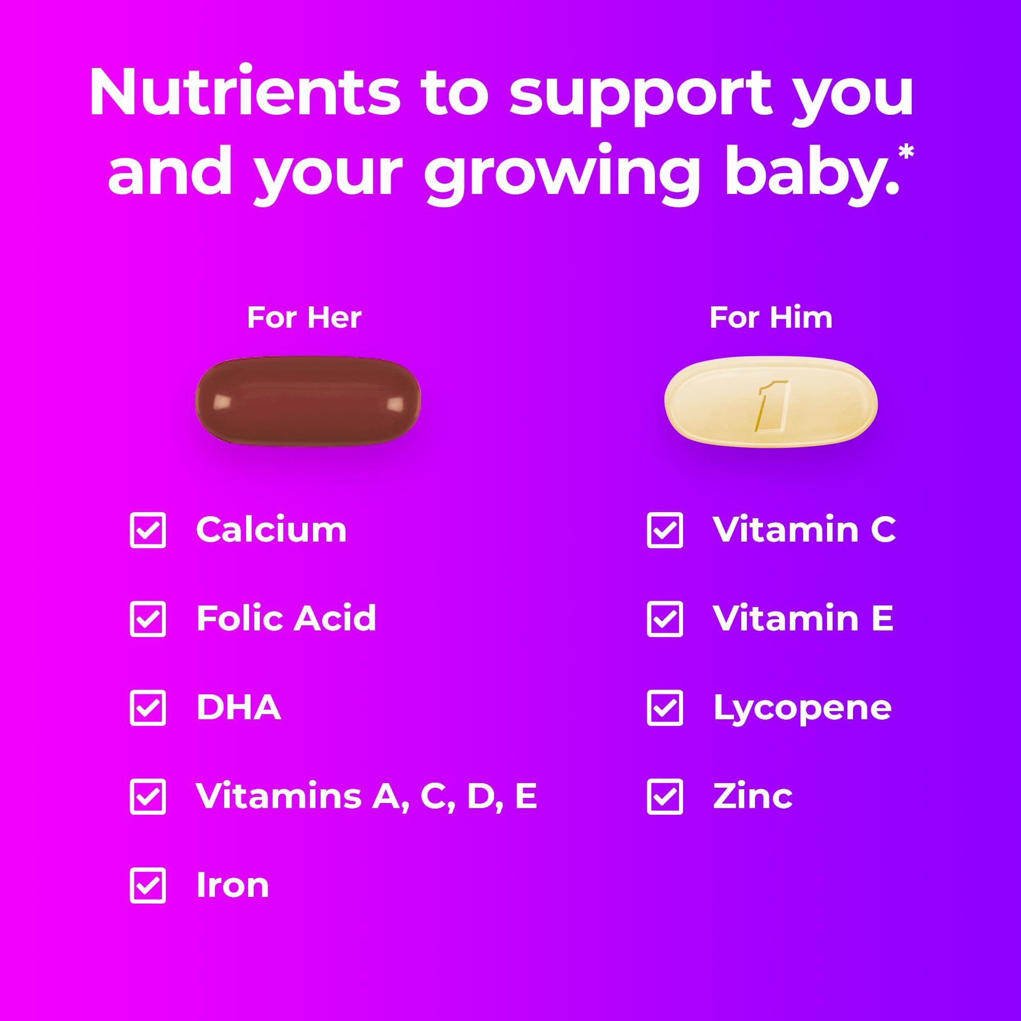 ONE A DAY Men's Pre-Conception Health tablets side view