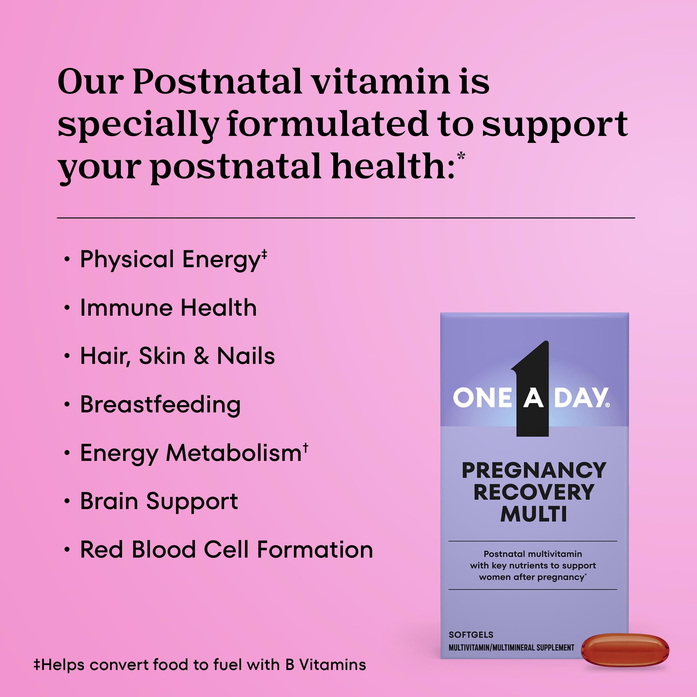 ONE A DAY Postnatal Multivitamins 30 Softgels back view