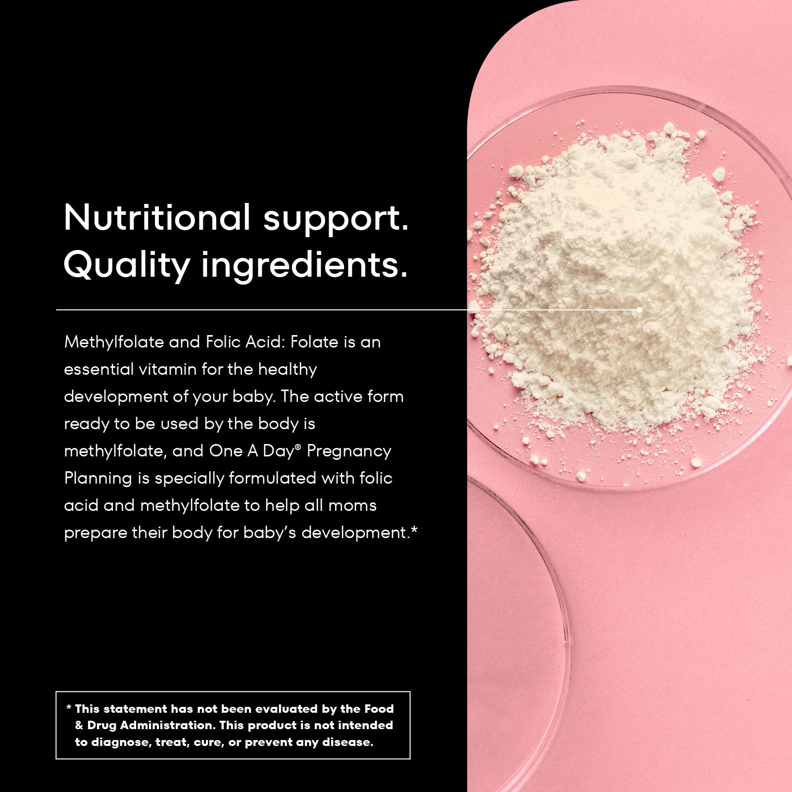 ONE A DAY Pregnancy Planning prenatal multivitamin capsule close-up