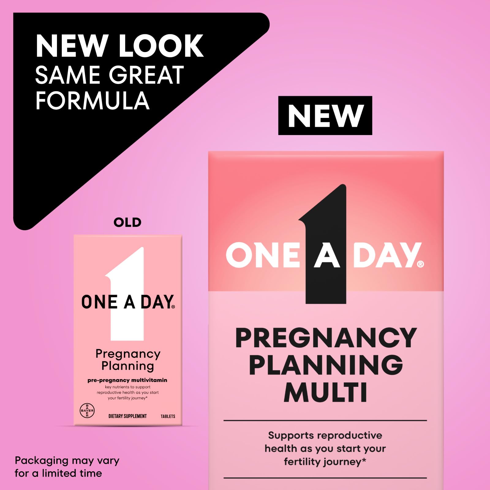 ONE A DAY Pregnancy Planning prenatal multivitamin side view