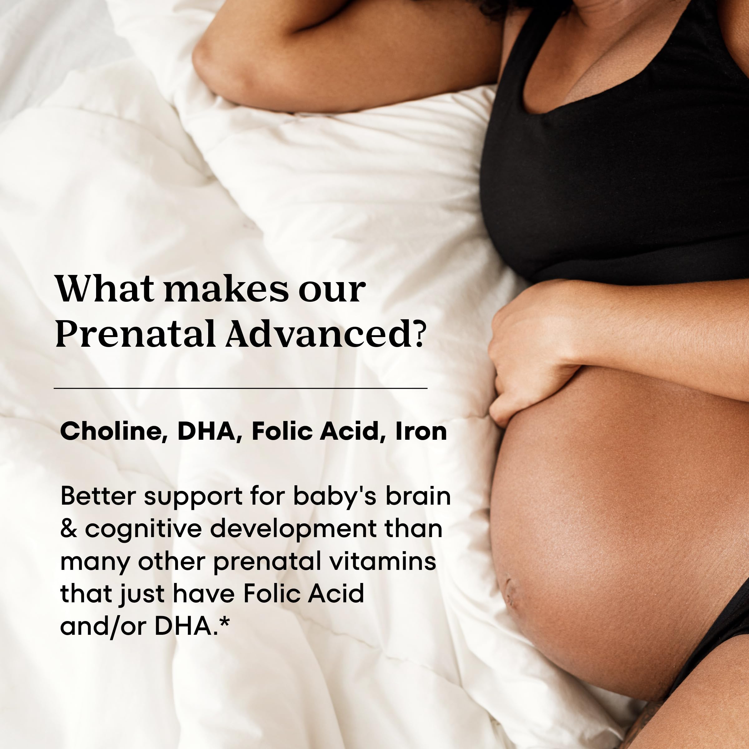 ONE A DAY Prenatal Advanced Multivitamin back view showing ingredients