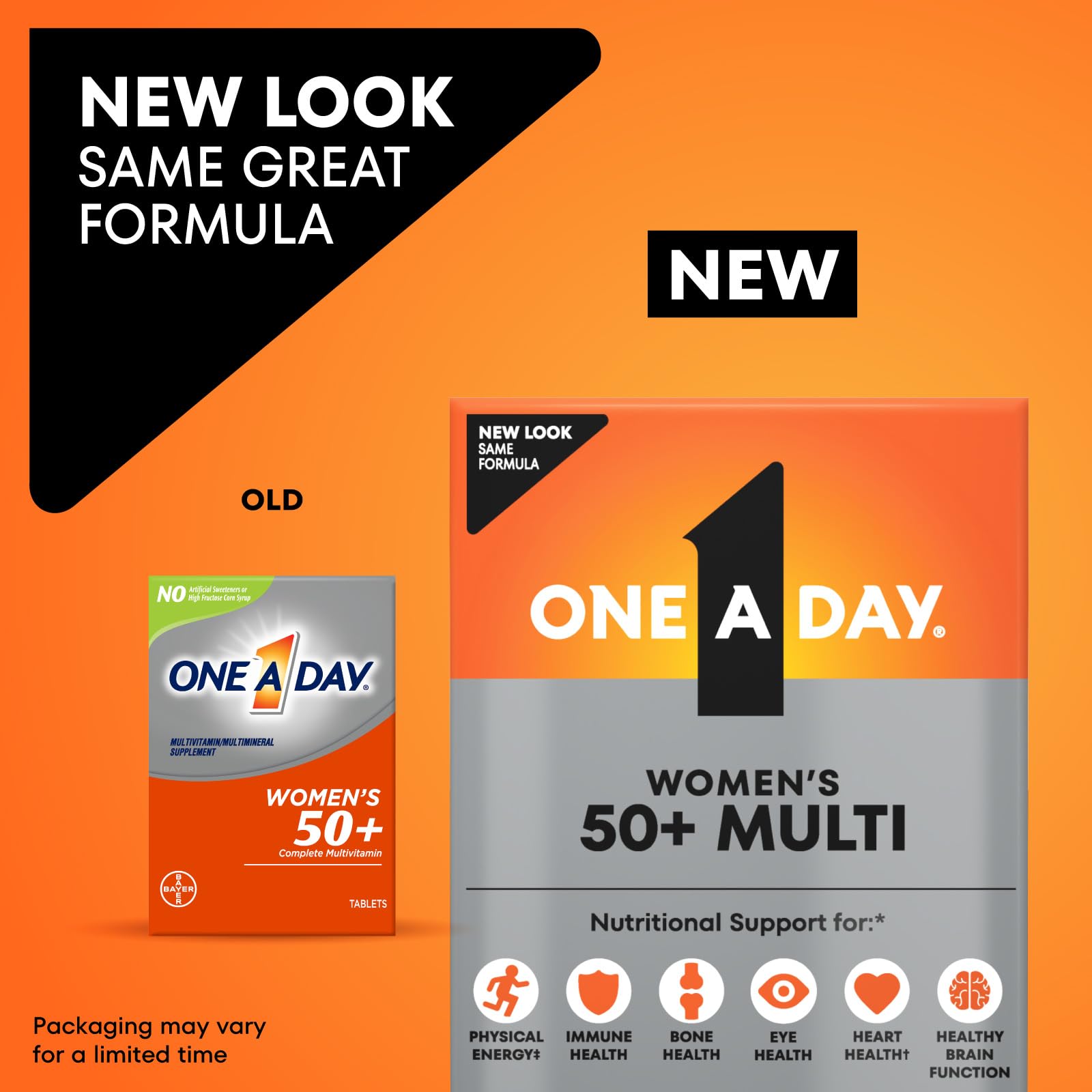 ONE A DAY Women's 50 Plus Multivitamin packaging side view