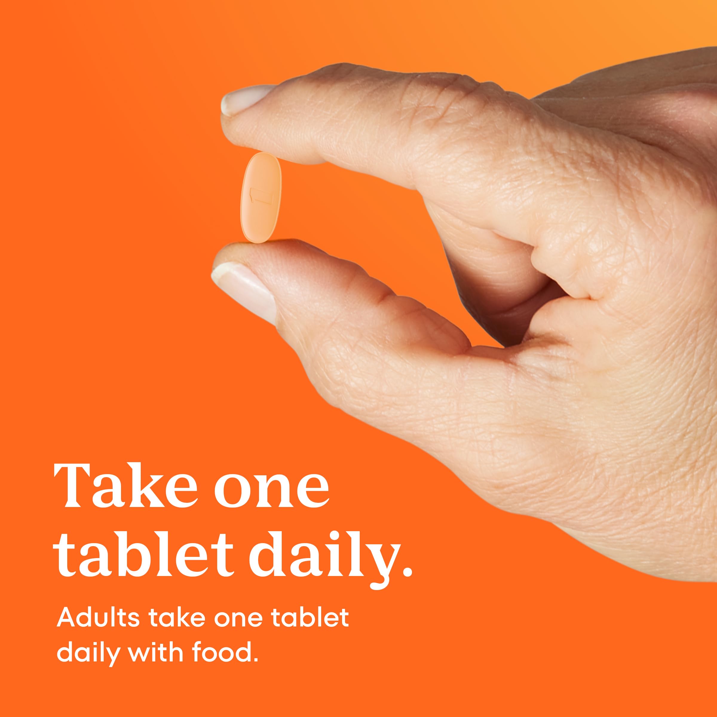 ONE A DAY Women's 50 Plus Multivitamin with a glass of water
