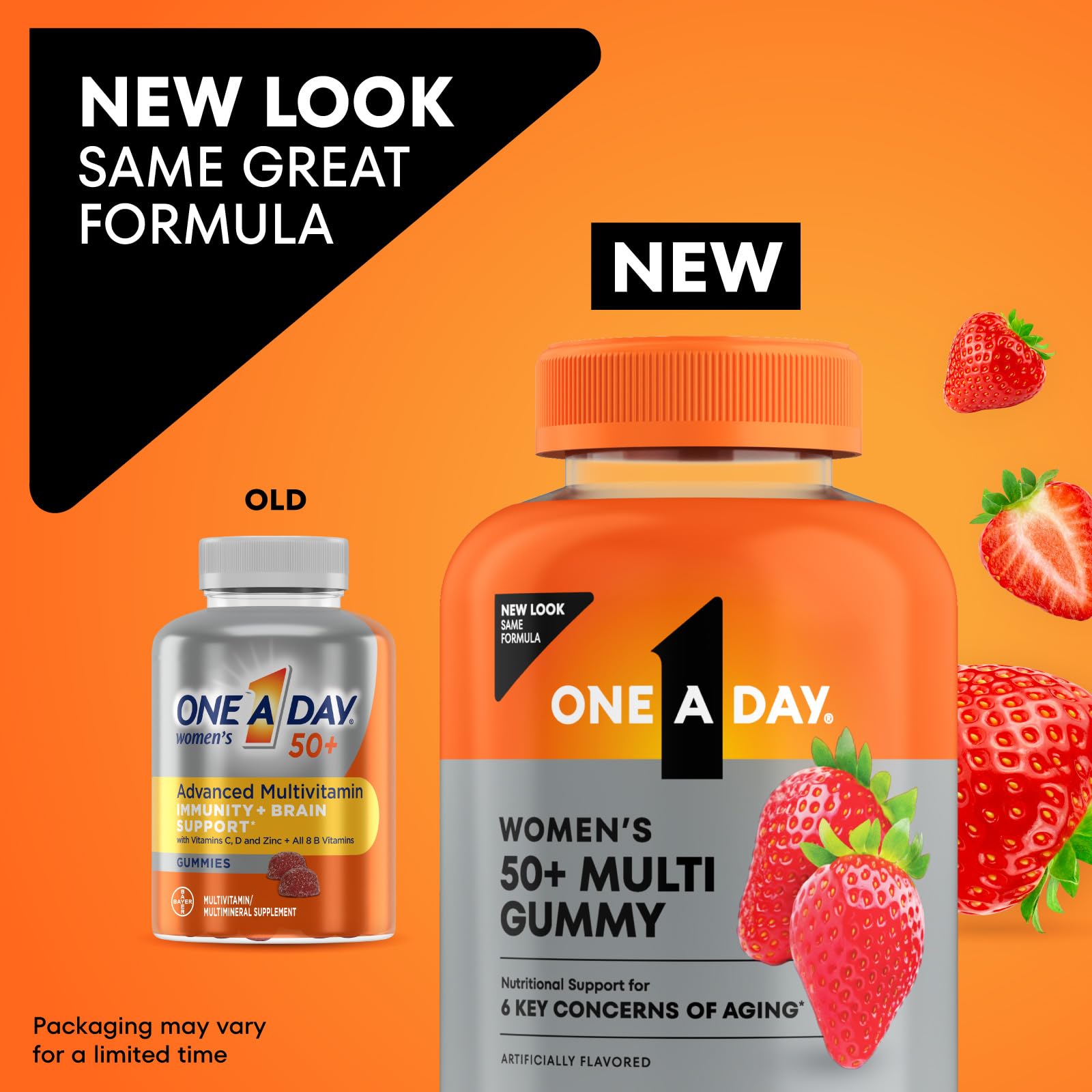 ONE A DAY Women's Multivitamin Gummies 50+, back view of packaging