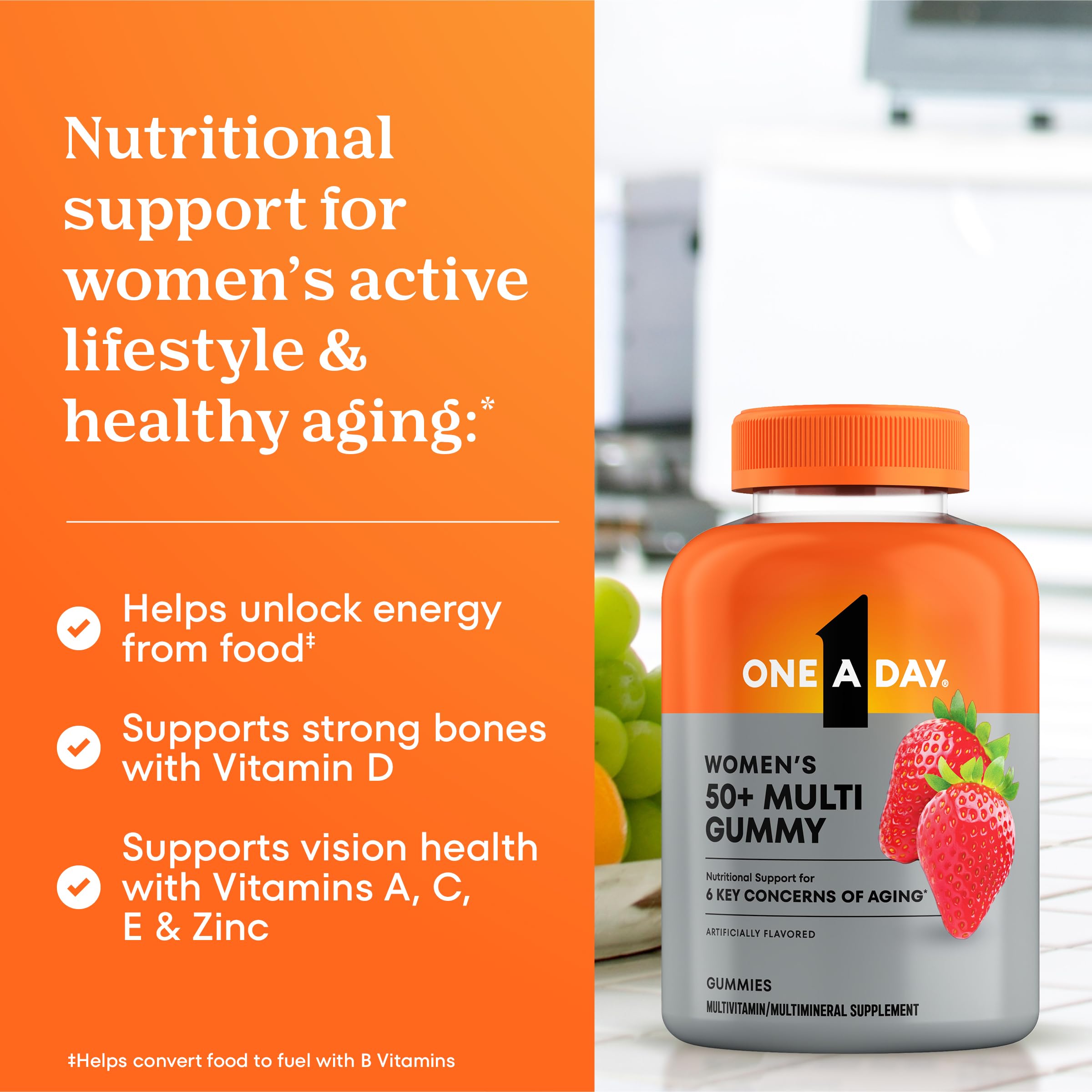 ONE A DAY Women's Multivitamin Gummies 50+ gummies in a bowl