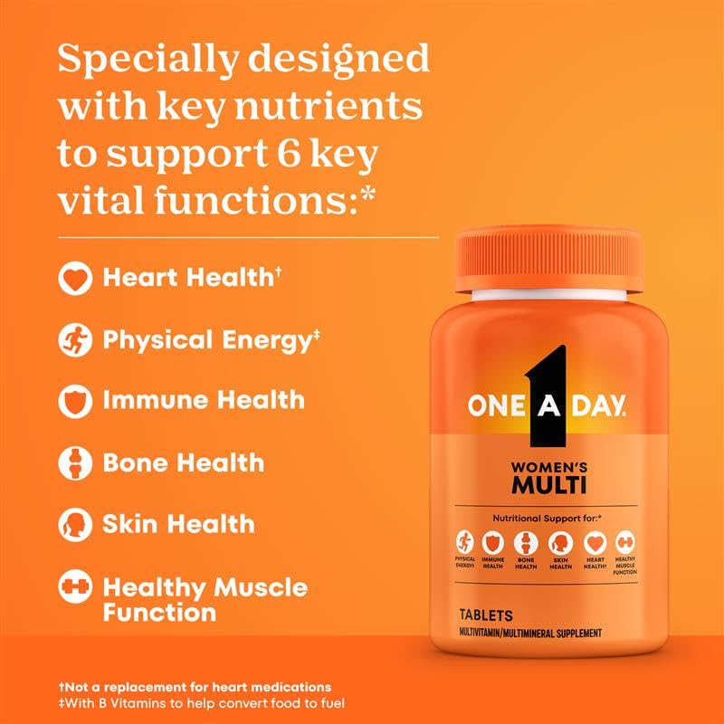 ONE A DAY Women's Multivitamin on a wooden table
