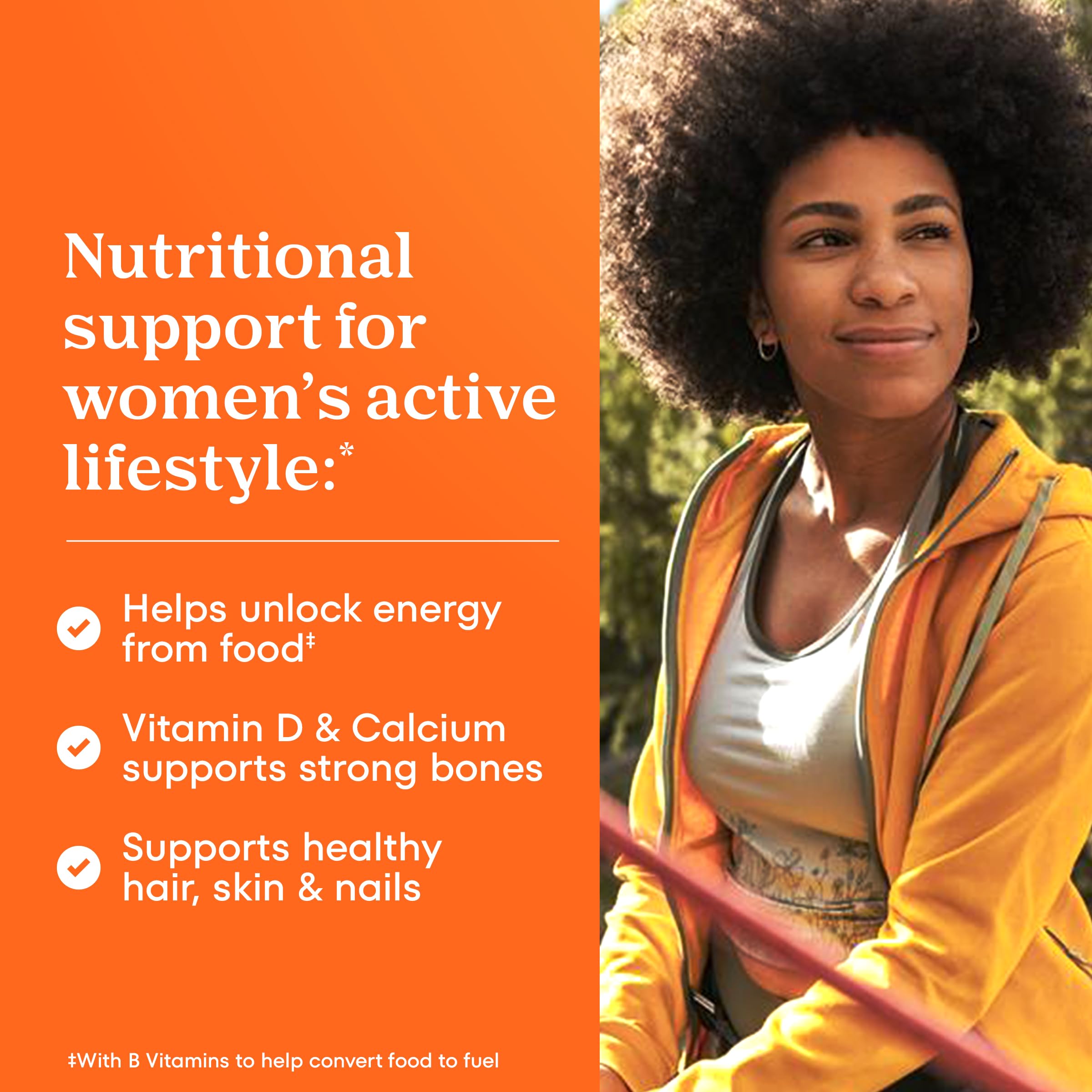 ONE A DAY Women's Multivitamin with a glass of water