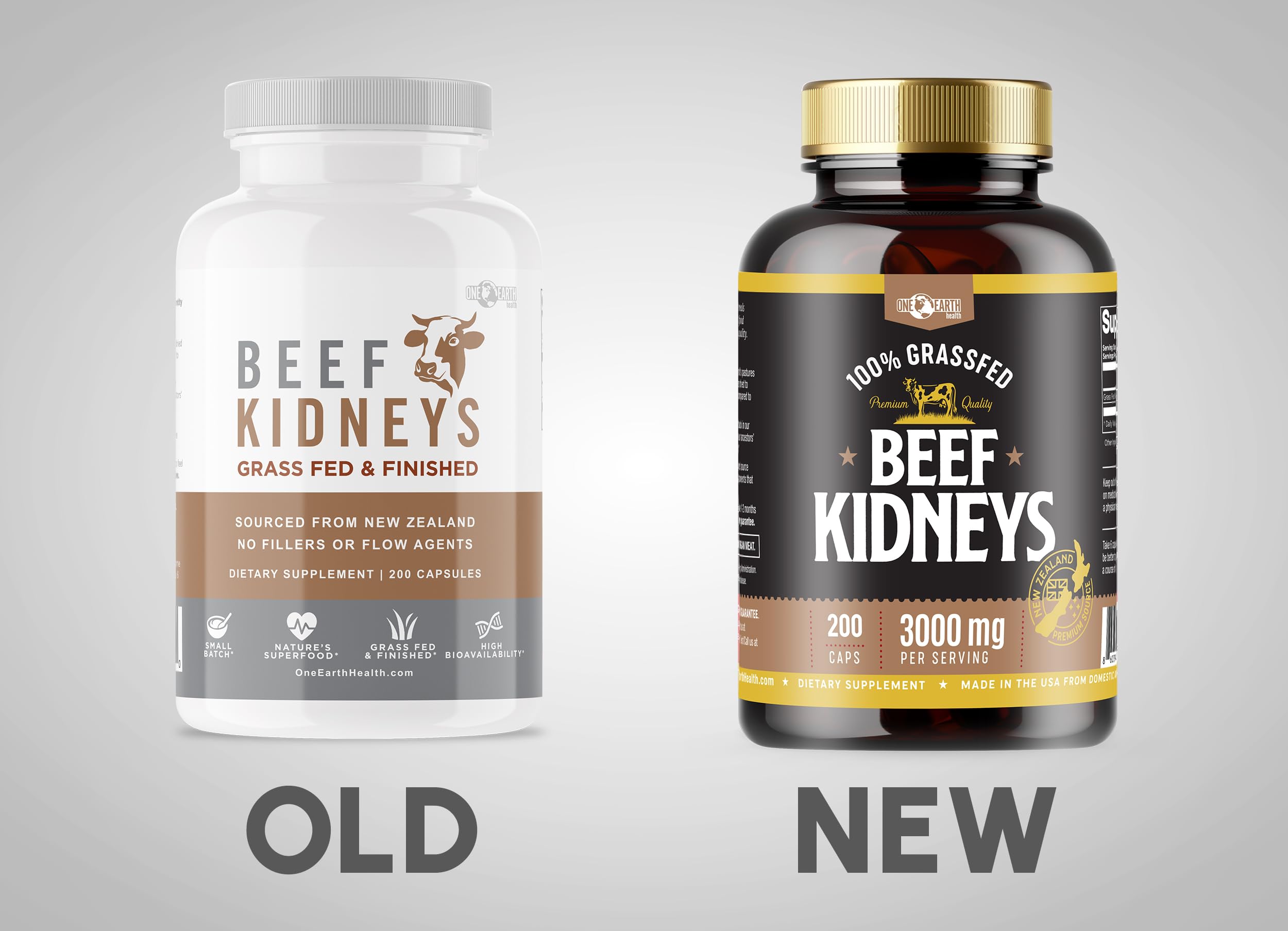 One Earth Health Beef Kidney Supplement 6 capsules on white background