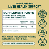 One Earth Health Beef Liver Capsules 3000mg on a wooden table