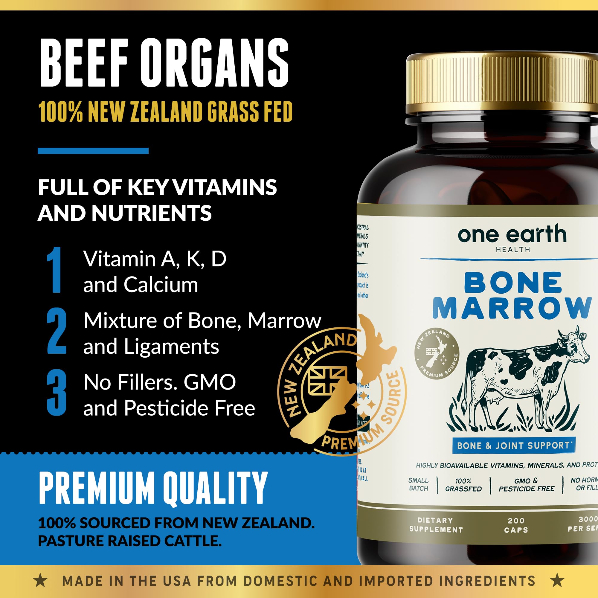 One Earth Health Bone Marrow Supplement 3000mg capsules on a table