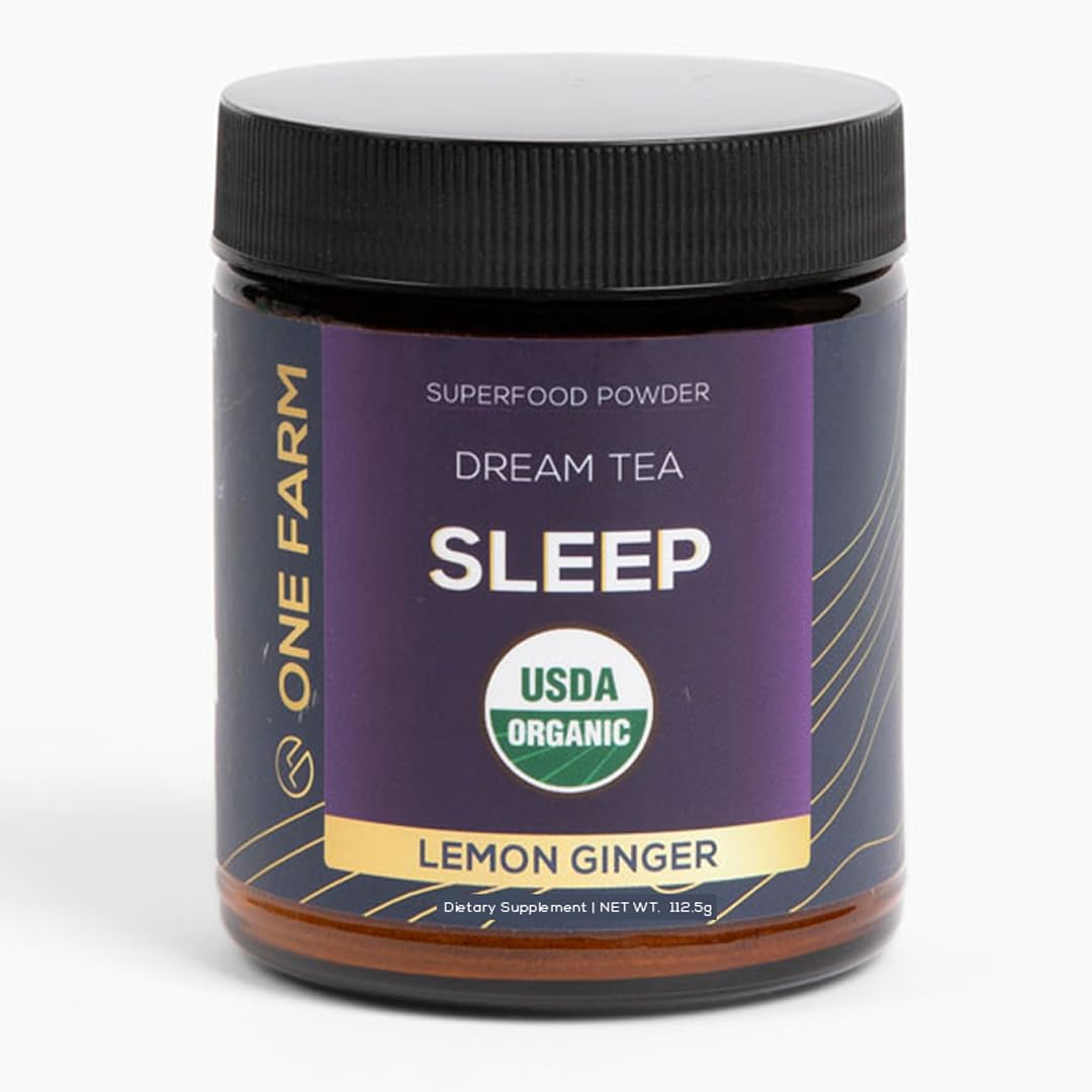 One Farm Dream Tea Sleep Powder 290g glass jar front view