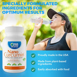One Planet Nutrition Nano Curcumin 500mg bottle with measuring spoon