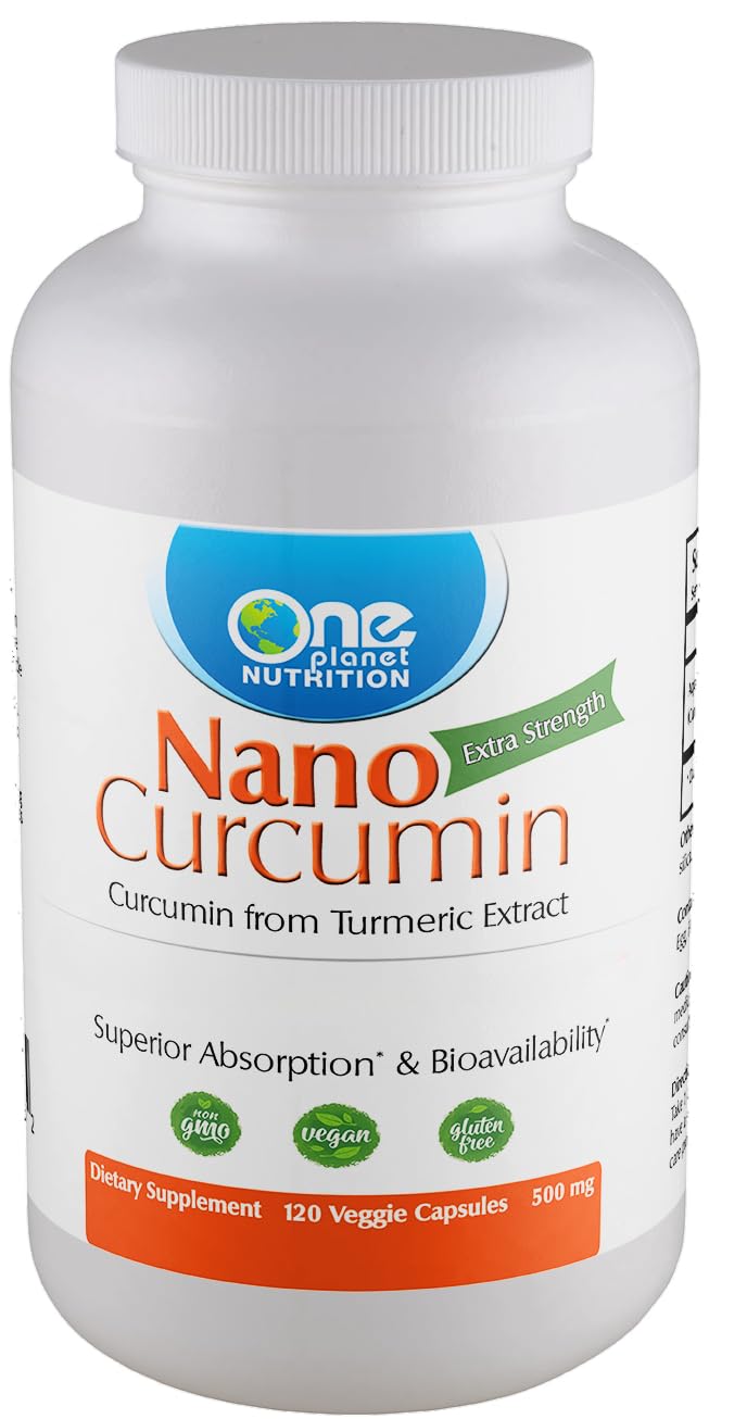 One Planet Nutrition Nano Curcumin 500mg veggie capsules front view
