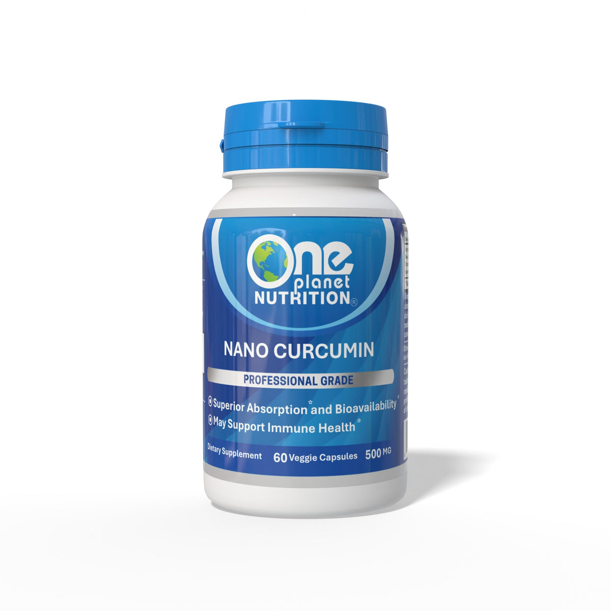One Planet Nutrition Nano Curcumin Capsules 500mg front view
