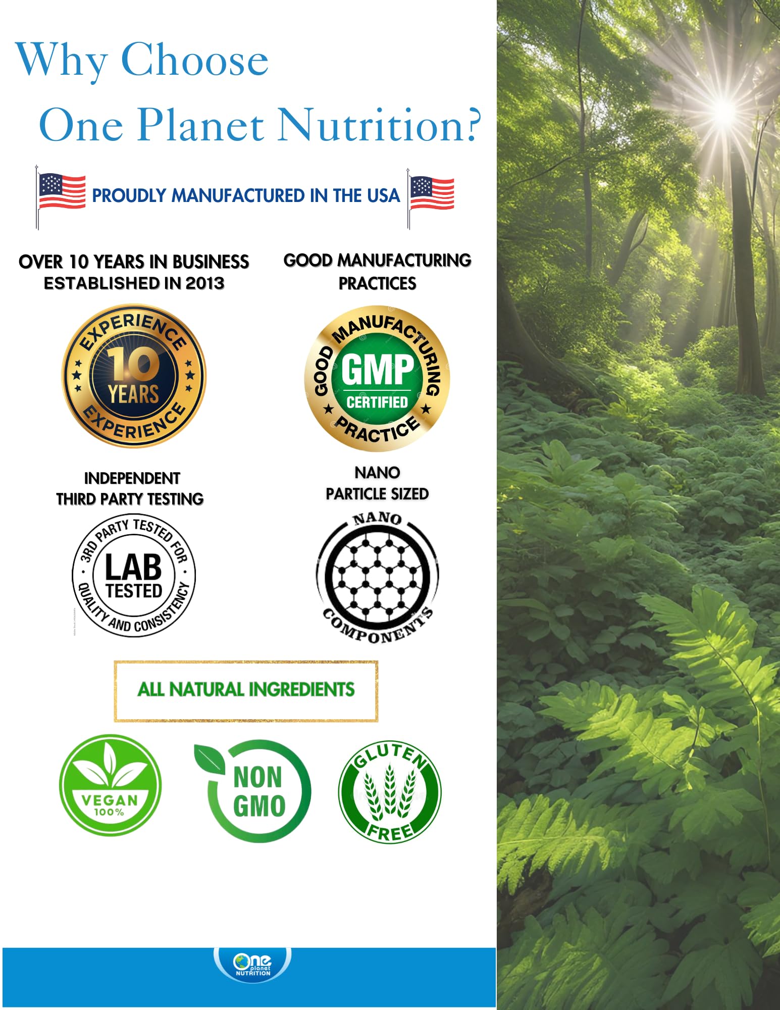 One Planet Nutrition Nano EGCG Green Tea Extract 250 mg Veggie Capsules with a measuring spoon