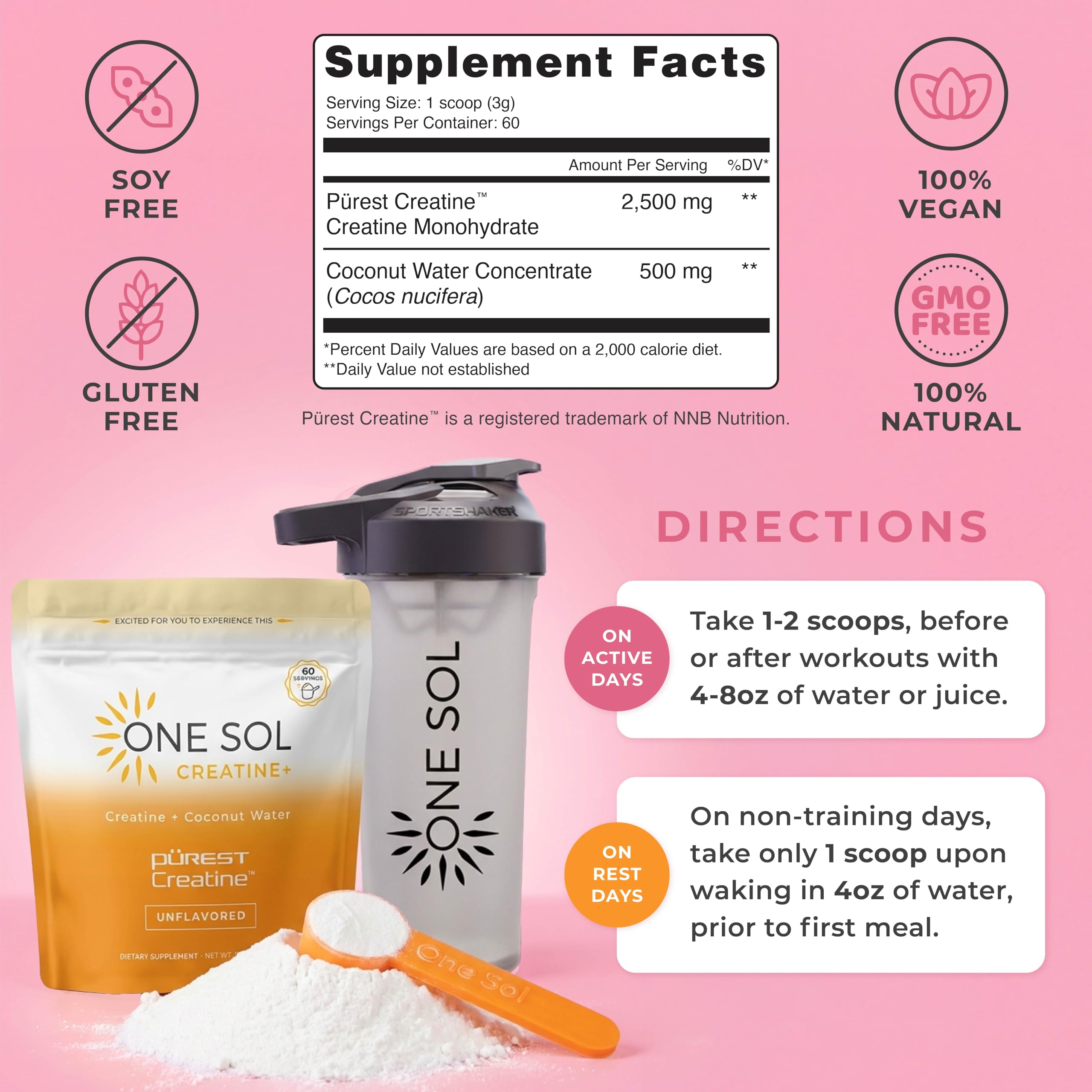 One Sol Creatine & Leucine Blend 181g Sour Cherry scoop