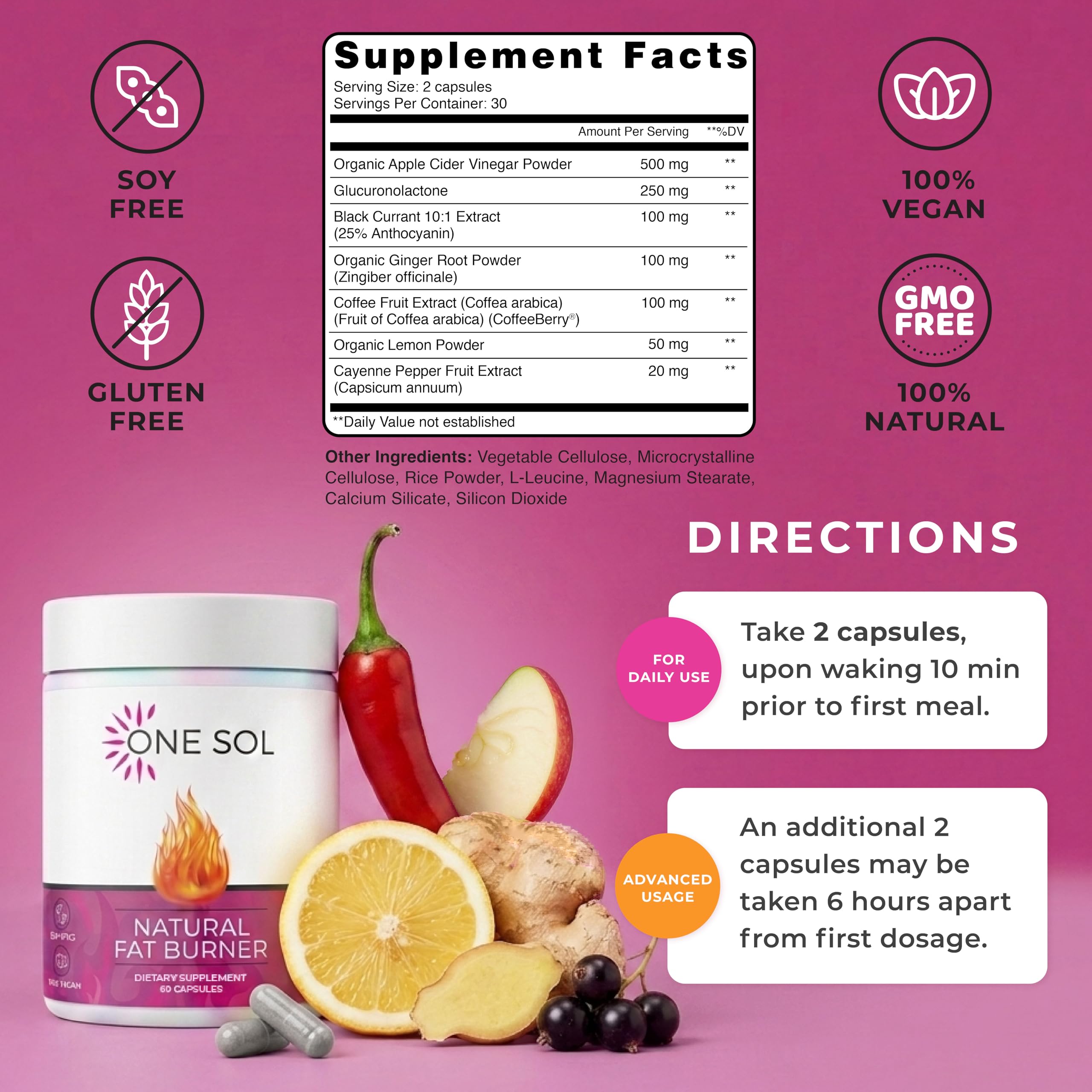 One Sol Women's Fat Burner Capsules bottle with label