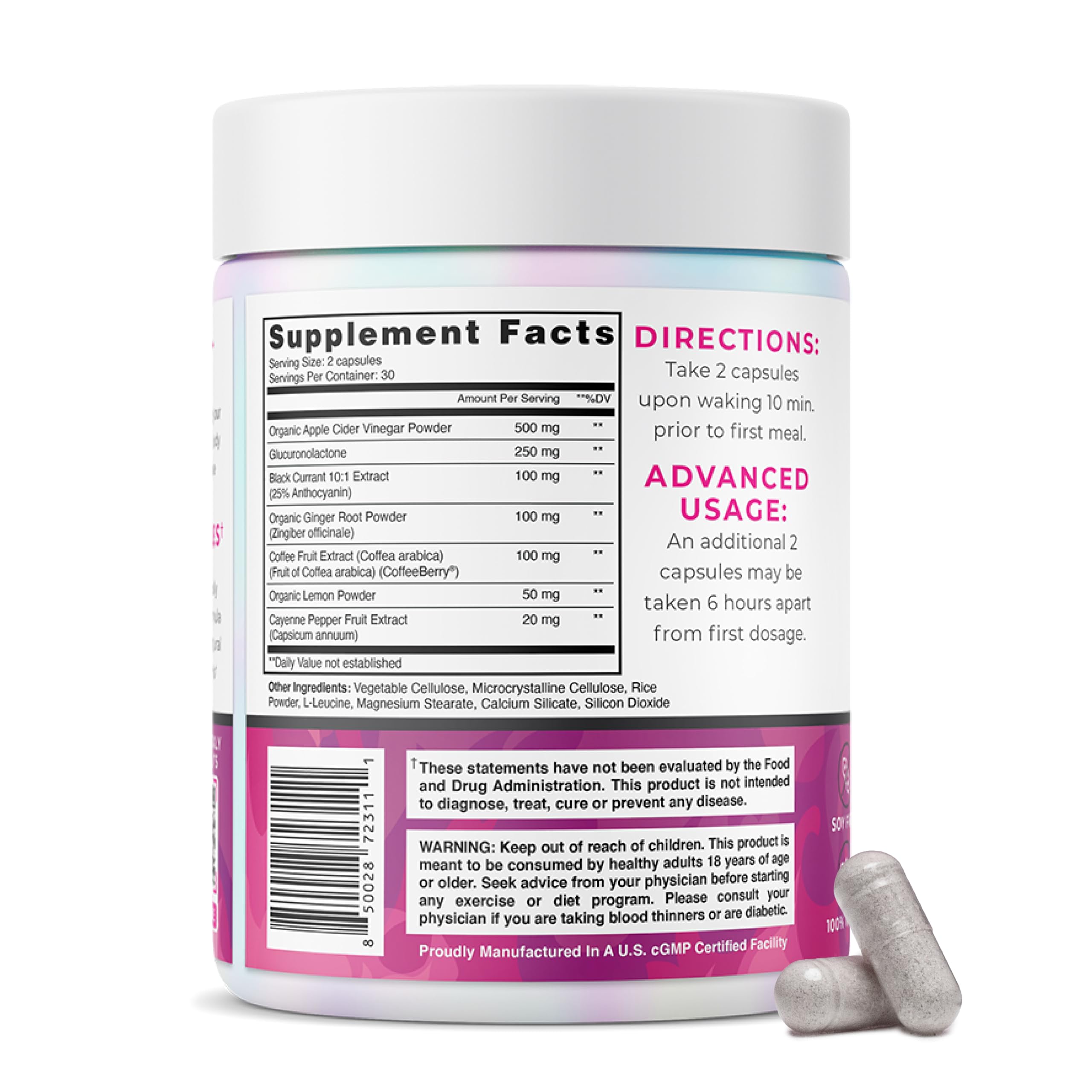 One Sol Women's Fat Burner Capsules side view