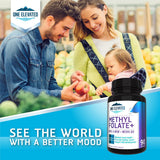 One support Methylfolate B9 Supplement on a wooden table
