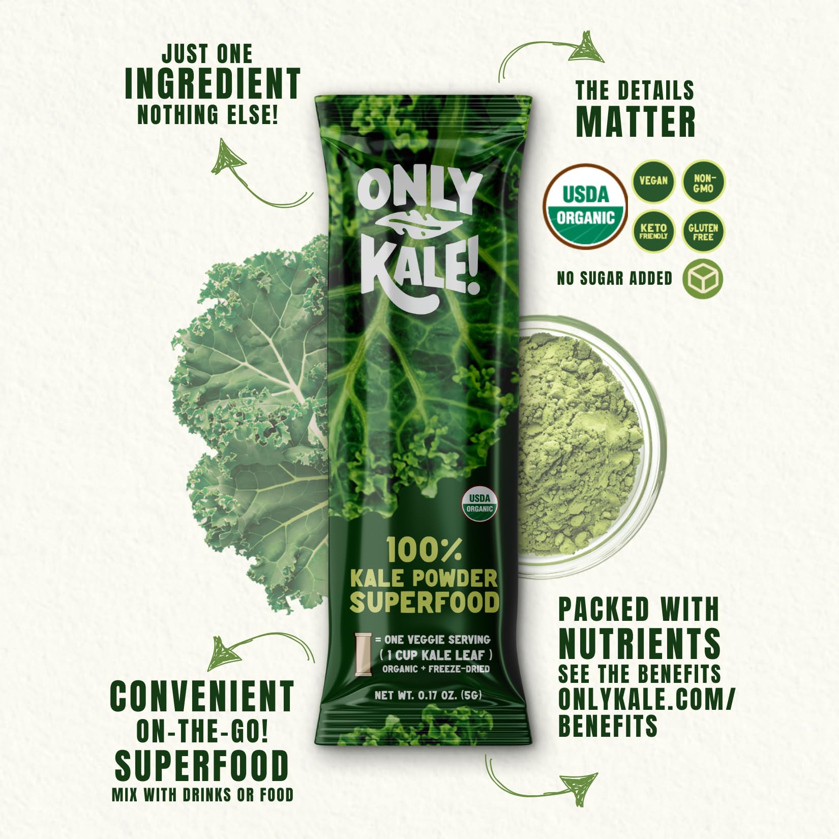 OnlyKale Organic Kale Powder mixed in a smoothie