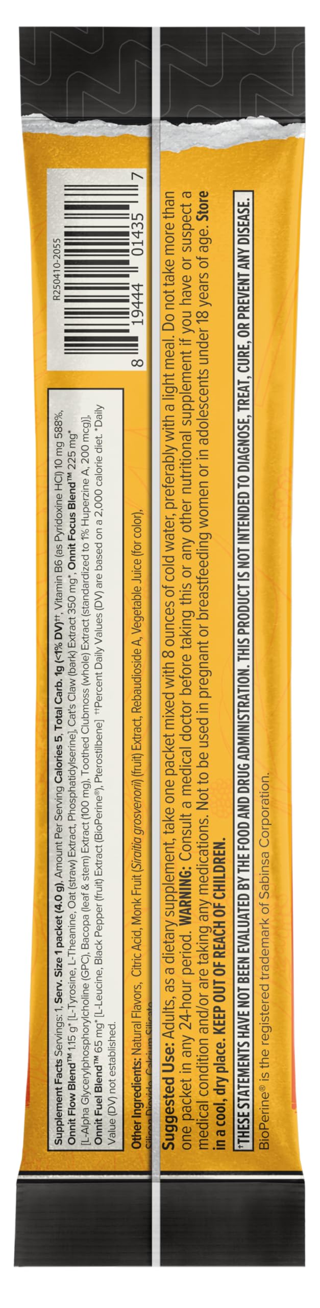 ONNIT Alpha BRAIN Instant Nootropic Drink Mix ingredients list