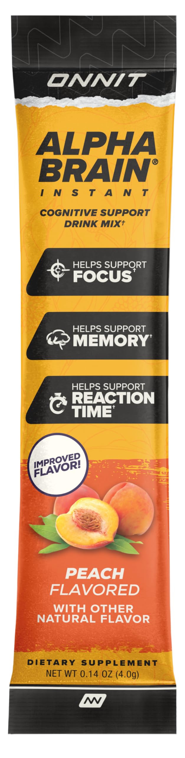ONNIT Alpha BRAIN Instant Nootropic Drink Mix packet close-up