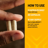 ONNIT Alpha BRAIN Nootropic Blend 40g capsules on table