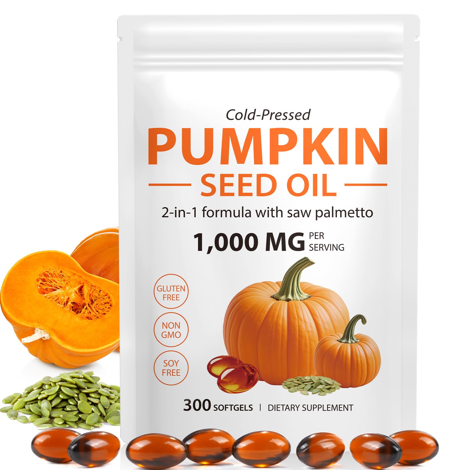 Onznoz Pumpkin Seed Oil & Saw Palmetto Softgels front view