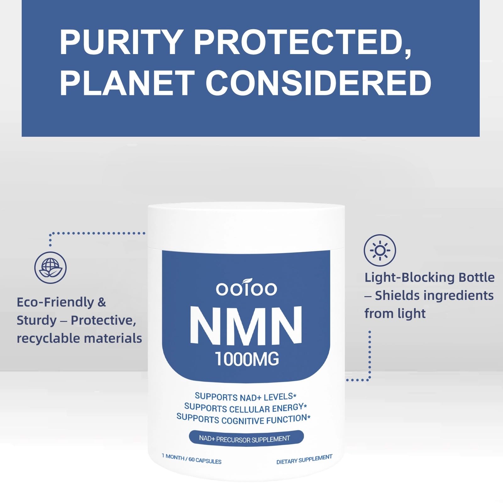 ooioo NMN Supplement 1000mg bottle back view
