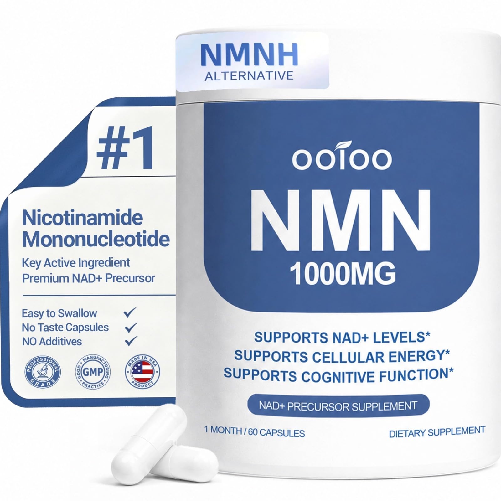 ooioo NMN Supplement 1000mg bottle front view