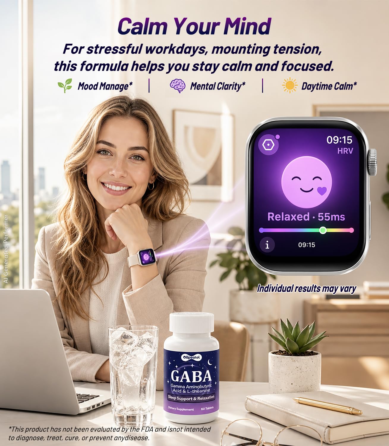 Oopeatol GABA Complex L-Theanine 890mg supplements tablet close-up