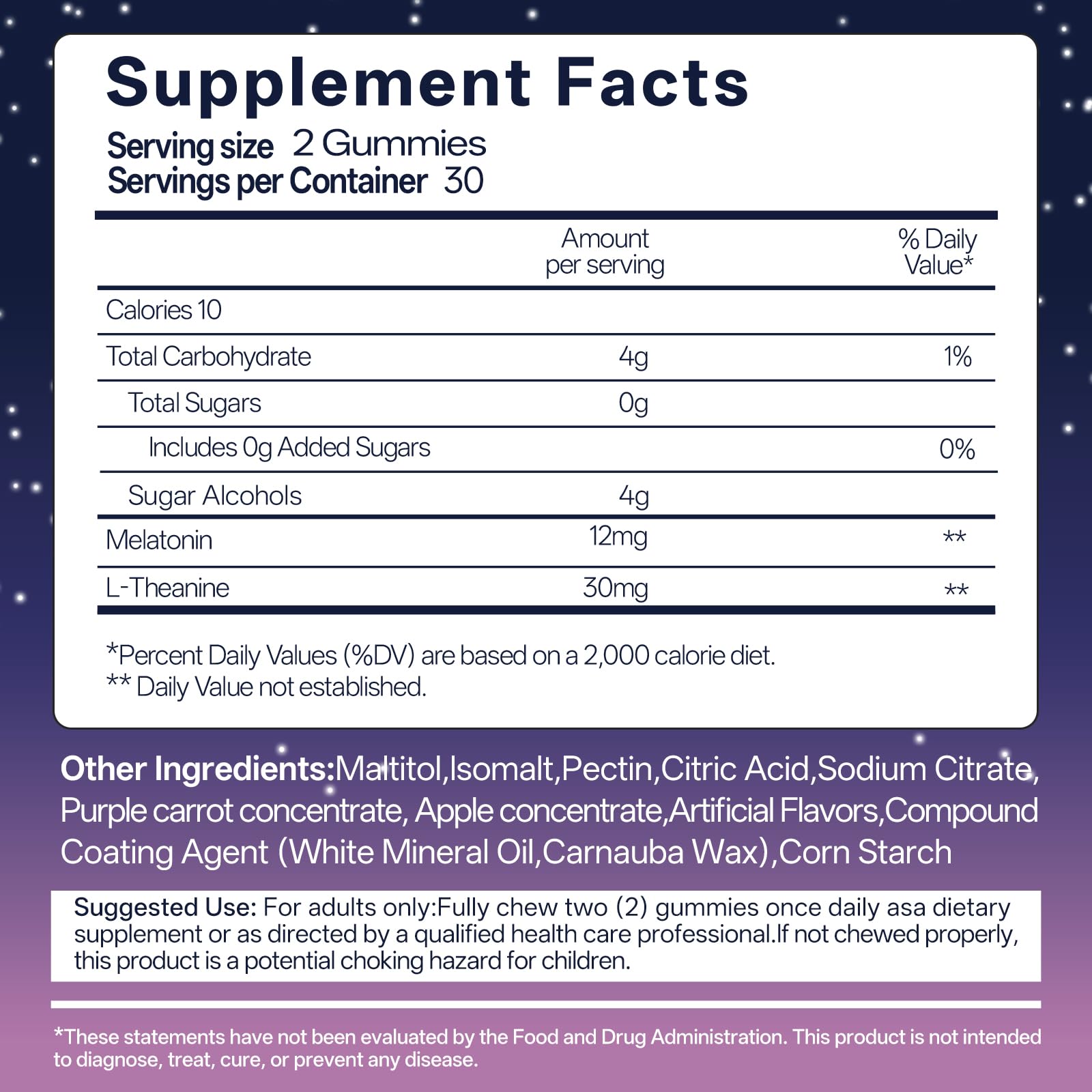 Oopeatol Melatonin Gummies with L-Theanine ingredients close-up