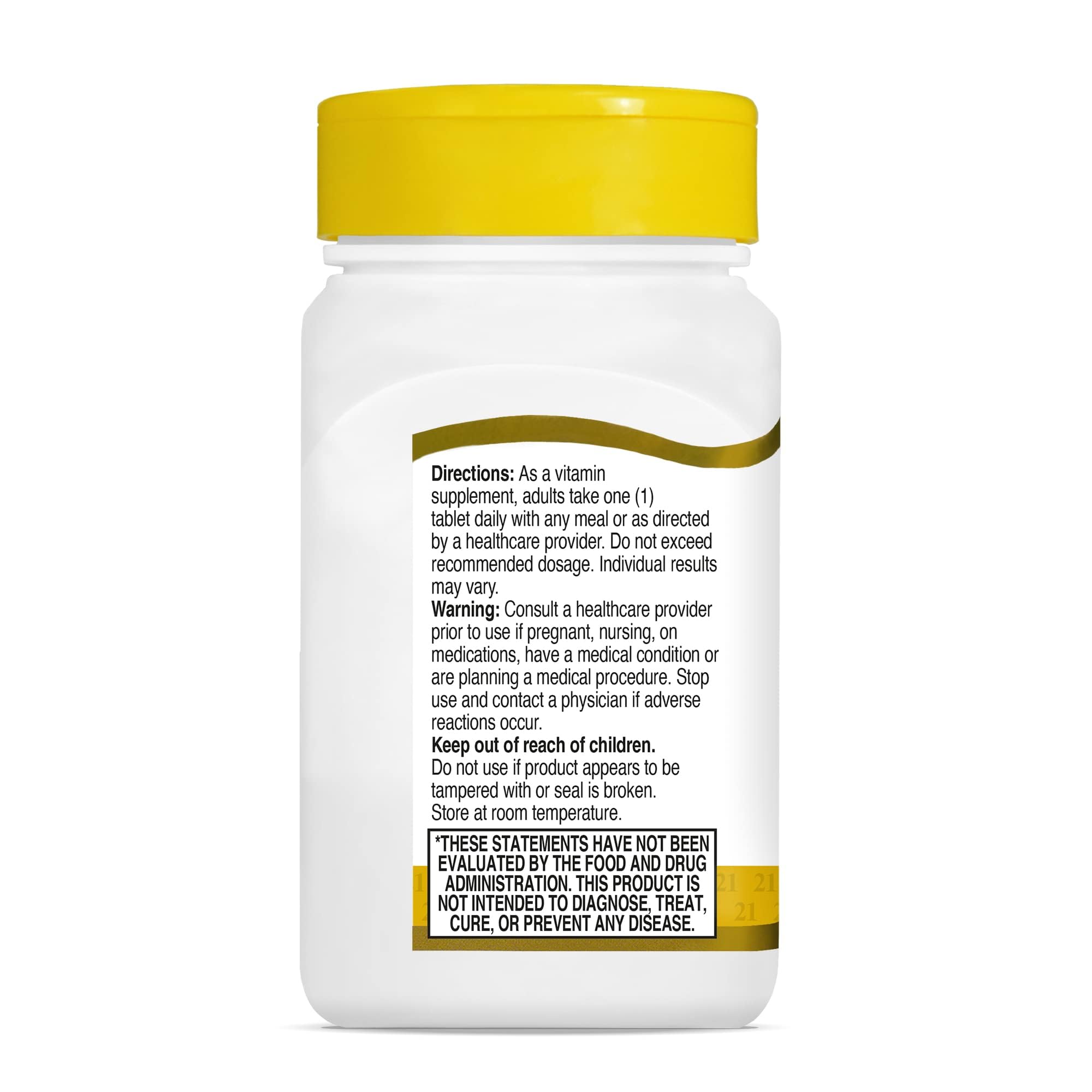Open bottle of 21st Century B Complex with Vitamin C showing tablets