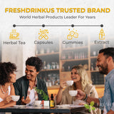 Open bottle of FRESHDRINKUS Mullein Extract Liquid 1200mg with drops