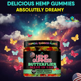 Open bottle of Healthergize Hemp Gummies with gummies spilling out