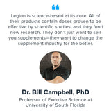 Open bottle of LEGION Biome Probiotic Supplement showing capsules