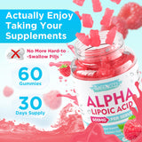 Open bottle of MEENCCD Alpha Lipoic Acid Gummies with gummies visible