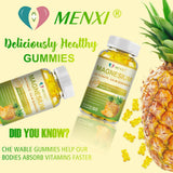 Open bottle of MENXI Magnesium Gummies with gummies spilled out