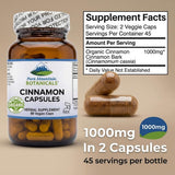 Open bottle of Pure Mountain Botanicals Cinnamon Bark Capsules with capsules spilling out