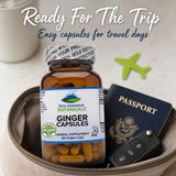 Open bottle of Pure Mountain Botanicals Ginger Root Capsules