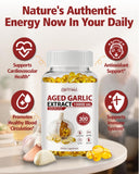 Open bottle of WBSQL Aged Garlic Extract Softgels