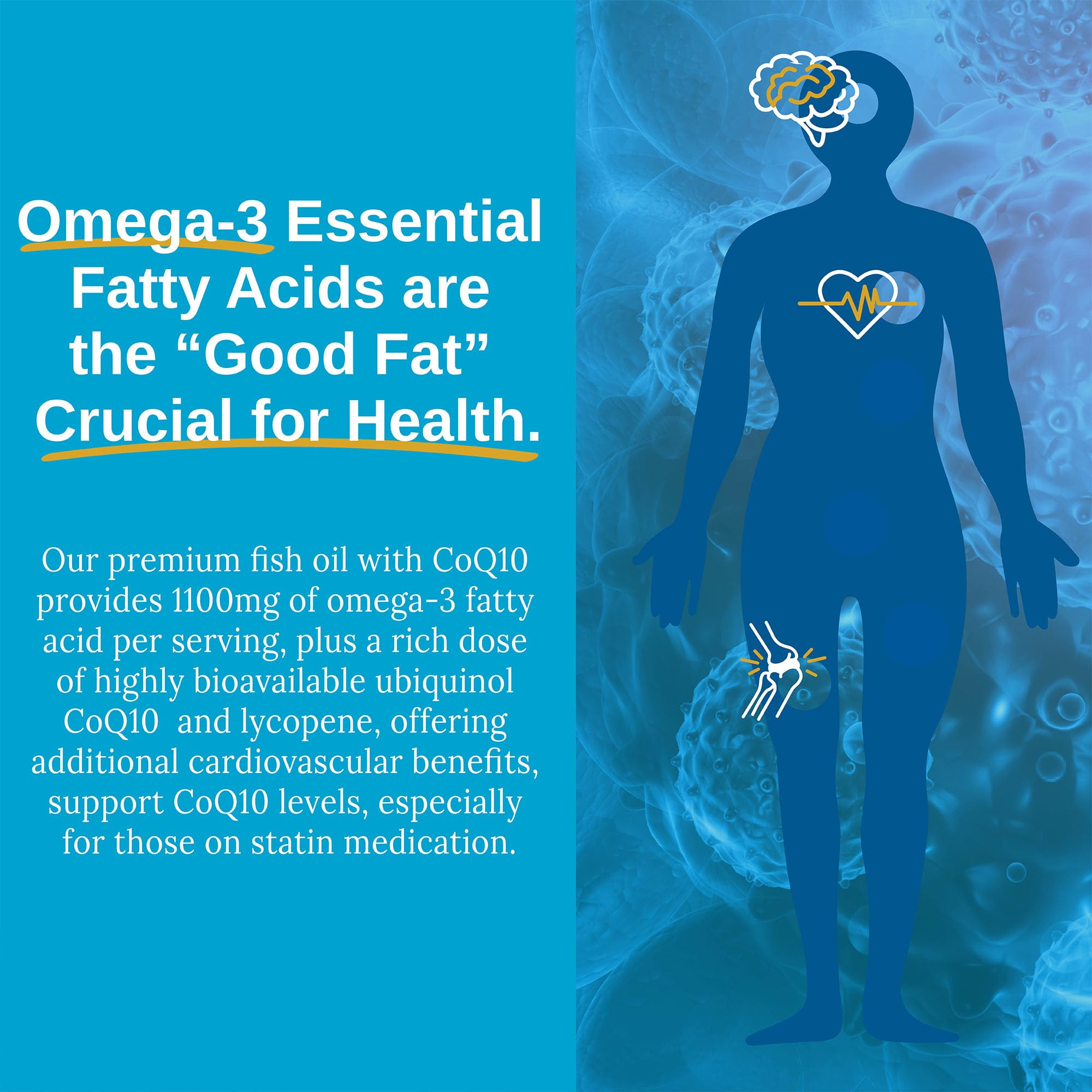 Open bottle of Xtendlife CoQ10 Fish Oil Softgels showing softgels