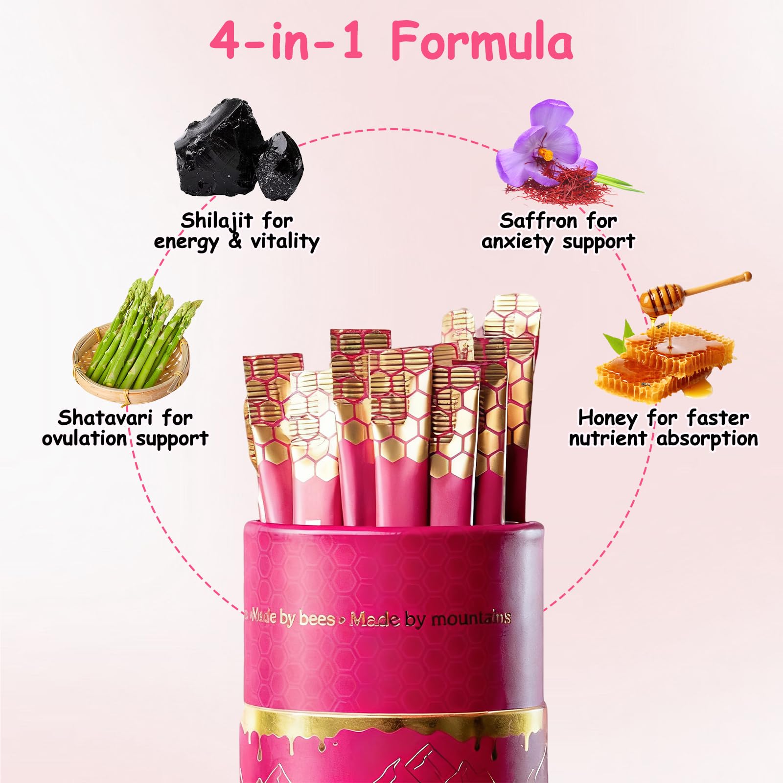 Open Dmtdnid Shilajit Honey Stick showing contents