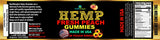 Open package of Healthergize Peach Hemp Gummies showing gummies