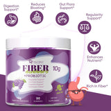 Open package of Migcopat Probiotic Fiber Gummies with gummies displayed