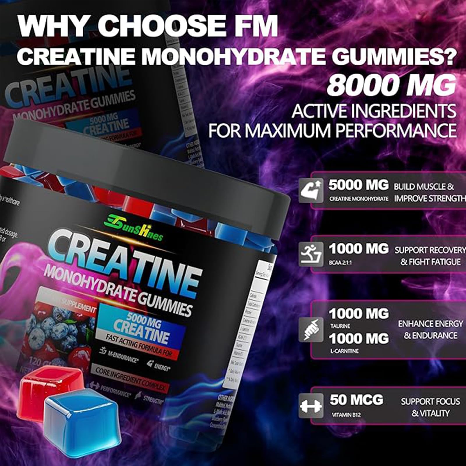 Open package of tsunshnes Creatine Gummies with some gummies visible