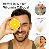 Open packet of Vida Lifescience Vitamin C being poured into water