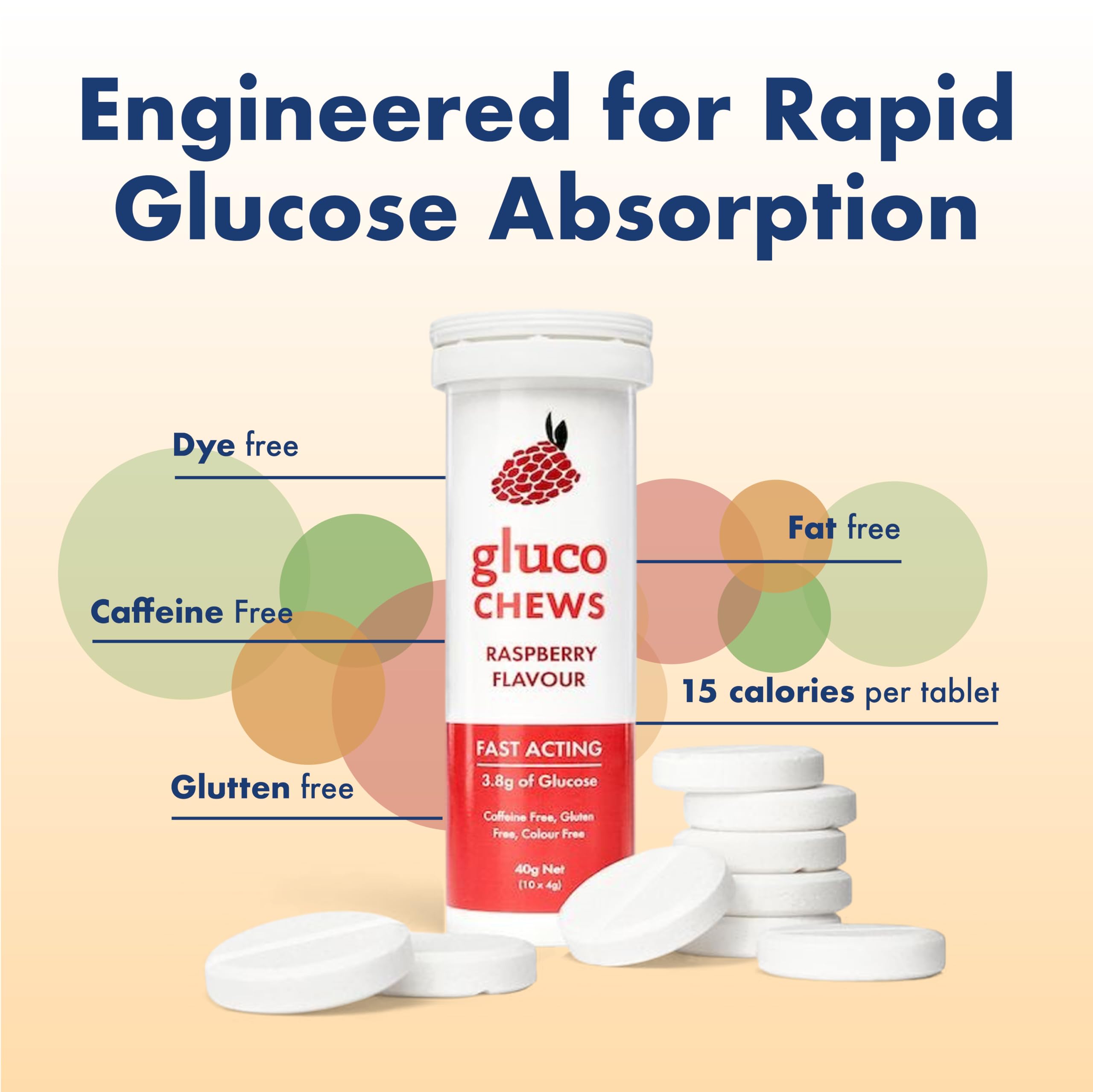 Open tube of Glucology Glucochews Raspberry showing chews