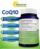 Opened bottle of aSquared Nutrition CoQ10 400mg capsules