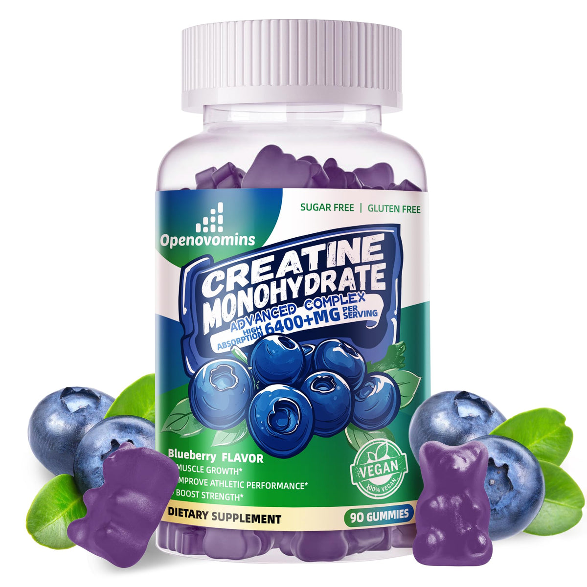 Openovomins Creatine Monohydrate Gummies bottle front view